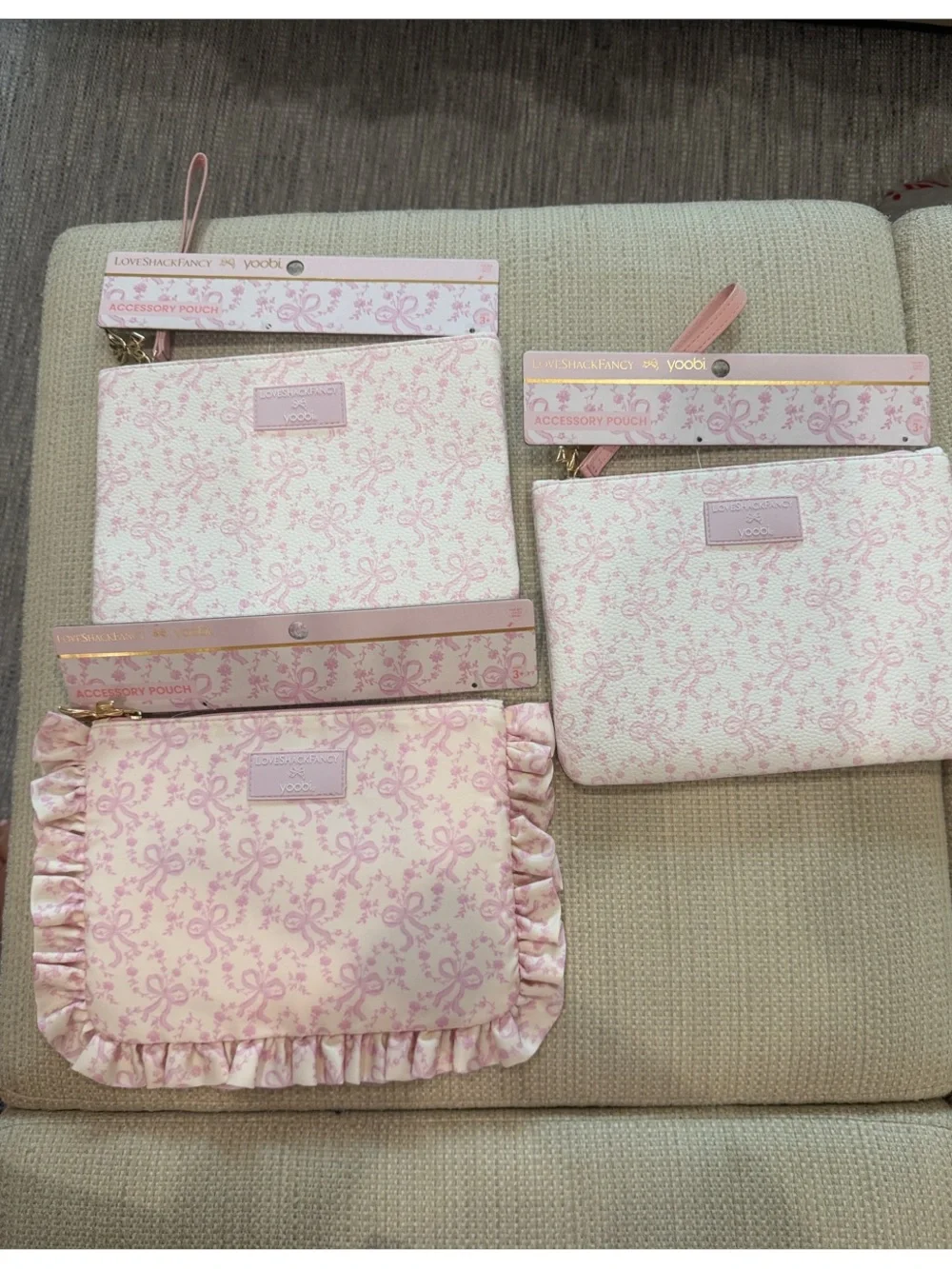 LoveShackFancy Pink Floral Kids Accessory Pouch Set